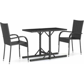 vidaXL Juego De Comedor Para Jard&iacute;n 3 Piezas Negro Vidaxl