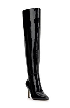 Jessica Simpson Earon Pointed Toe Over the Knee Boot in Black Patent at Nordstrom Rack, Size 9.5