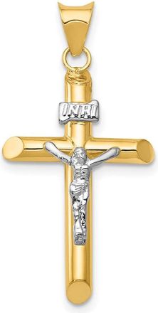 Diamond2Deal 14k Two-tone Gold Polished Jesus Crucifix Pendant