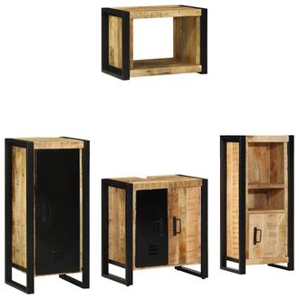 vidaXL Juego De Muebles De Ba&ntilde;o 4 Uds. Marr&oacute;n Y Negro 40 X 35 X 90 Cm Vidaxl