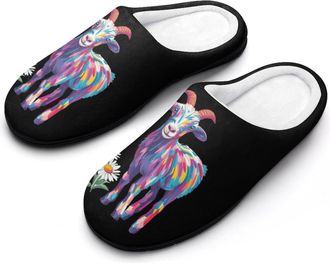 Generic Goat Daisy Womens Slippers Warm House Slippers Indoor House Shoes with Anti-Skid Rubber Sole