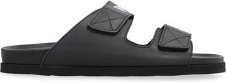 Palm Angels Schoenen, Heren, Zwart, 41 EU, Leer, Leren sliders met logo