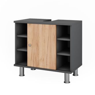 Vicco Mueble Bajo Lavabo Fynn, Antracita/roble Dorado, 60 X 54 Cm Con 6 Estantes