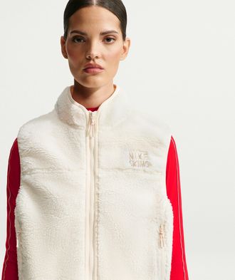 Nike Womens SKIMS Sherpa Oversized Vest in White | IW5841-115