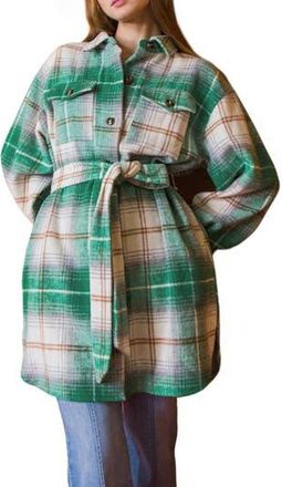 Flying Tomato Plaid Shirt Jacket in Green at Nordstrom Rack, Size Medium