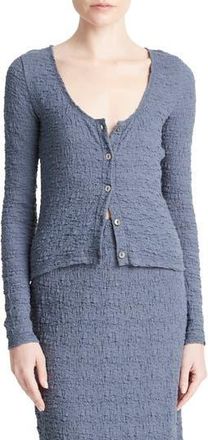 Vince Textured Jacquard Button-Up Top in Dark Sea Steel at Nordstrom Rack, Size X-Large