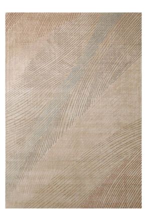 Wecon Home Alfombra de lana y viscosa hecha a mano beige/marr&oacute;n, 110x170