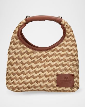 Missoni Small Zig Zag Raffia Hobo Bag