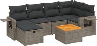 vidaXL Set De Sof&aacute;s De Jard&iacute;n 7 Piezas Con Cojines Rat&aacute;n Pe Gris Vidaxl