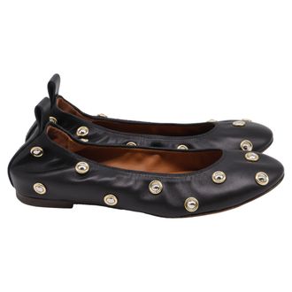 Lanvin Studs Ballerina Flats in Black Leather