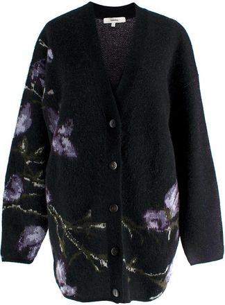 Vince Orchid Jacquard Wool, Alpaca & Mohair-Blend Cardigan Size L