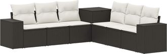vidaXL Juego De Sof&aacute; 7 Uds. Negro Y Blanco Crema Vidaxl
