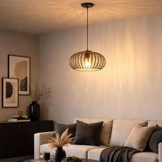 Nowa Lampada a sospensione LED design a gabbia lampada a sospensione lampada a soffitto per soggiorno con design a lamelle, metallo marrone, 7W 806lm