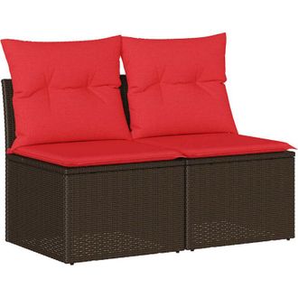 vidaXL Set Sof&aacute;s Jard&iacute;n Y Cojines 2 Pzas Rat&aacute;n Sint&eacute;tico Acacia Marr&oacute;n Vidaxl