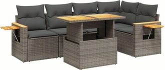 vidaXL Vidaxl - 6 Piece Garden Sofa Set with Cushions Grey Poly Rattan