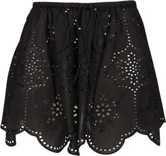 Matteau Rokken, Dames, Zwart, S, Katoen, Broderie Minirok