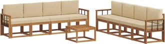vidaXL Conjunto De Sof&aacute;s De Exterior 9 Uds. Natural Y Beige Vidaxl