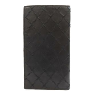 Chanel Black Leather Long Wallet (Bi-Fold) (Pre-Owned)