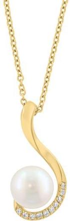 Effy 14K Yellow Gold Cultured Freshwater Pearl & Diamond Pendant Necklace in White at Nordstrom Rack, Size 18