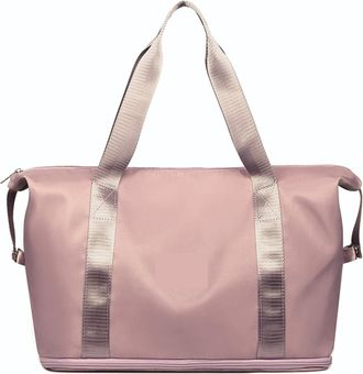 Generic Compatible For Extendable Large Capacity Storage Luggage Handbag Leisure Travel Duffle Bag Sports and Fitness(Dark Pink)