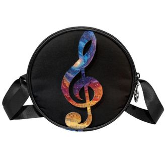 Generic Circle Crossbody Bag for Women, Galaxy Note Small Sling Bag Daypack with Zipper Adjustable Shoulder Straps Casual Ladies Girls Round Purse