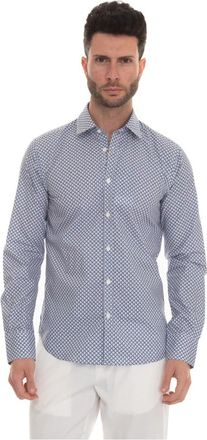 Canali Minnows Fantasy Shirt - Heren - Casual Overhemden - Blauw - 2XL - Katoen - Overhemden