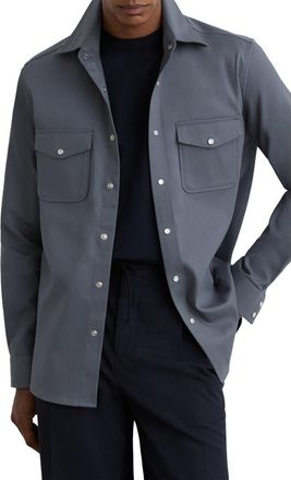 Reiss McRae Snap-Up Overshirt in Airforce Blue at Nordstrom, Size X-Large