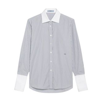Prada Camicia Poplin Shirt - Blouses & Shirts - Mujer - Azul - S