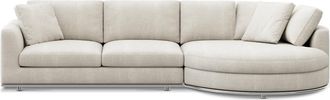 Castlery Hamilton Round Chaise Sectional Sofa Right Facing Customized, Performance Linen Weave Sand, Spill Resistant, Removable Covers for Sofas, Castlery
