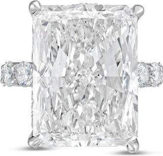 Diana M. Jewels Platinum 6ct lab grown Radiant Diamond Ring with Pav&eacute; Round Band