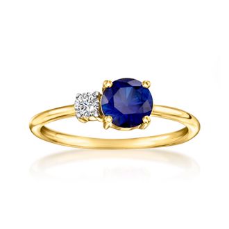 RS Pure by Ross-Simons Lab-Grown Sapphire and. Lab-Grown Diamond Ring in 18kt Gold Over Sterling