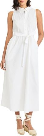 Maggy London Tie Waist Stretch Cotton Shirtdress in Brilliant White at Nordstrom Rack, Size 18 (Similar To 16W)