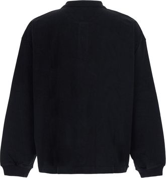 Represent Mens Sweatshirt With Polo Collar, Black Cotton Sweatshirts Sweater