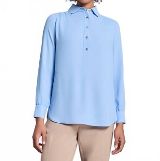Jones New York Sutton Cardigan Tunic Blouse In Chintz Blue