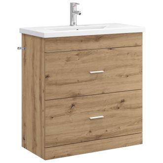 vidaXL Juego De Muebles De Ba&ntilde;o Roble Artesanal 81 X 40 X 84,5 Cm Vidaxl