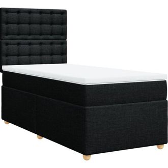 vidaXL Cama Box Spring Con Colch&oacute;n Tela Negro 90x190 Cm Vidaxl