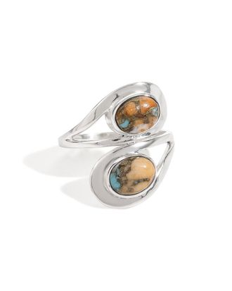 Tiramisu Silver 2.00 Ct. Tw. Oyster Copper Turquoise Bypass Ring
