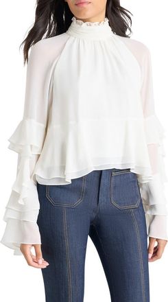 Cinq à Sept Skylah Ruffled Bell Sleeve Top in Ivory at Nordstrom, Size Medium