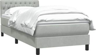 vidaXL Cama Box Spring Con Colch&oacute;n Terciopelo Gris Claro 90x210 Cm Vidaxl
