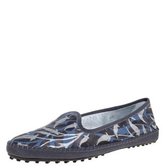 Tod's Tods Multicolor Floral Printed Canvas Gommino Smoking Slippers