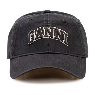 Ganni Canvas Cap Emb - Dames - Petten - Zwart - ONE Size - Katoen - Accessoires