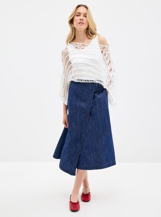 Contemporaine Womens Boat-neck crochet-effect sweater Exclusive collection from Italy