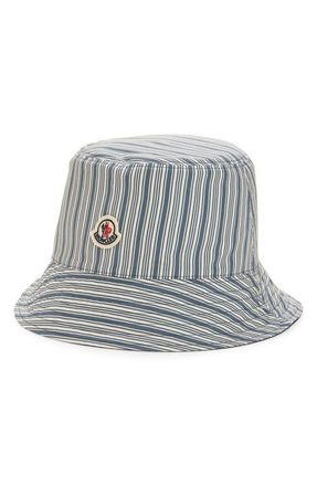 Moncler Logo Patch Reversible Bucket Hat in P77-Blue Horizon at Nordstrom, Size X-Large