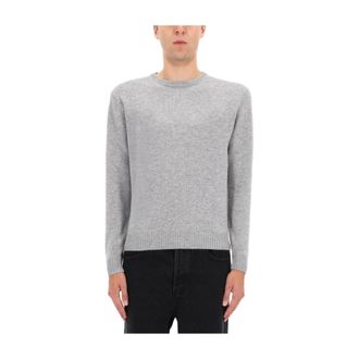Aspesi Cashmere Knitwear, male, Gray, Size: L Round-neck Knitwear