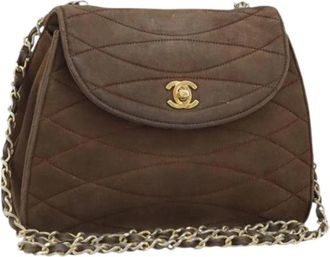 Chanel Pre-owned Cross Body Bags, female, Brown, Size: ONE SIZE Pre-owned Vintage Suede Shoulder Bag