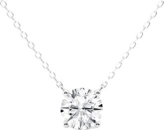 Grown Brilliance 1 1/2 Carat Round Solitaire Lab Grown Diamond Pendant in 14K White Gold, 18 Cable Chain, G Color, SI Clarity