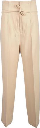Erika Cavallini Semi Couture Cream Trousers with High Waist