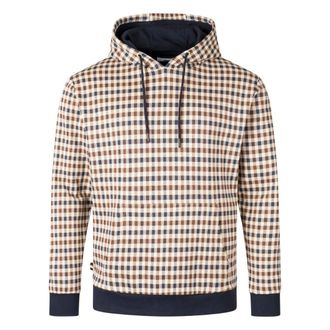 Aquascutum Mens Active Club Check Hoodie Navy Cotton - Size X-Large