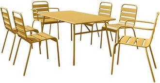 VENTE-UNIQUE.COM Conjunto de mesa y sillas para jard&iacute;n acero mostaza