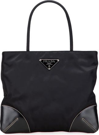 Prada Borsa a mano in tessuto con finiture in pelle di vitello 2013-2025 - Nero